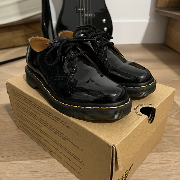 Dr. Martens Shoes - Black Patent Leather Lace-Up Shoes